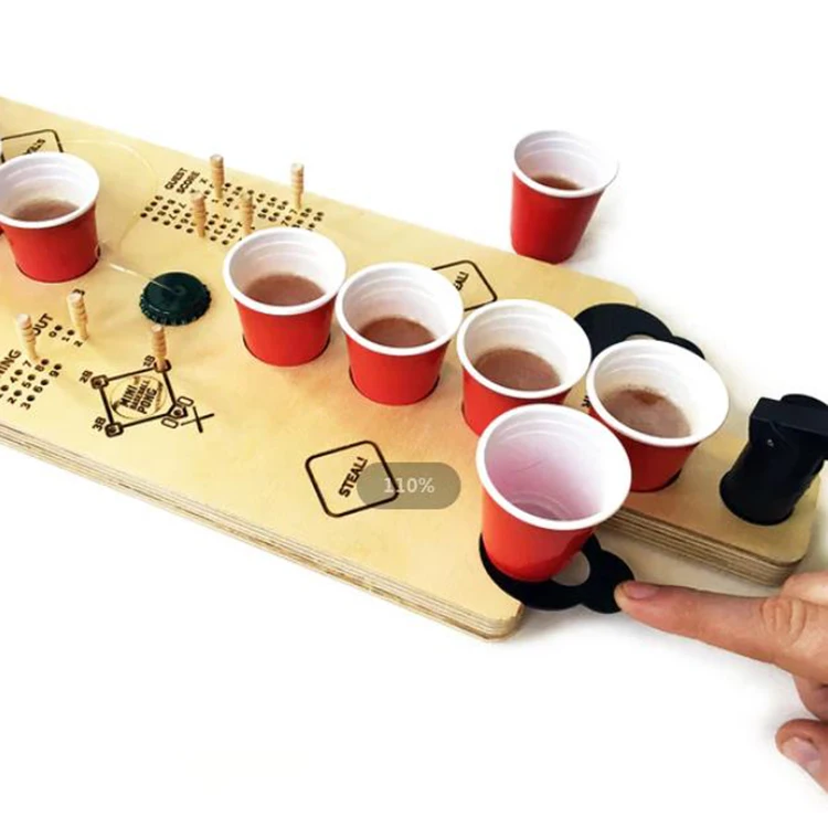 Bar Pub Games Desktop 2-In-1 Party Baseball Beer Pong Wooden Drinking Game For Adults