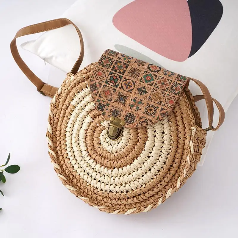 Gift bag wholesale wicker customize foldable shoulder strap women willow rattan insulated cooler picnic basket tote bag with lid