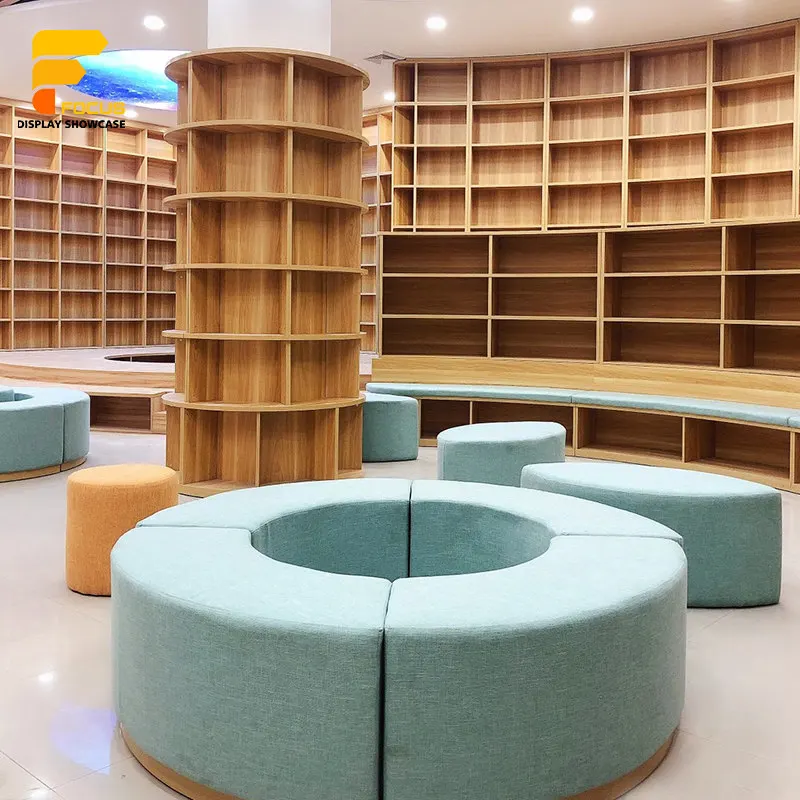 3D Design Service School Library Furniture Book Shop Showcase Design Decoration For Library