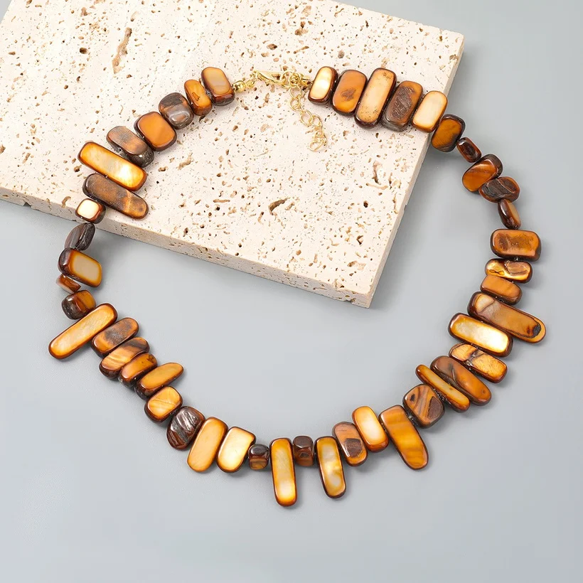  Ethnic Style Fresh Creative Irregular Geometric Resin Plastic Beaded Necklace Accessories