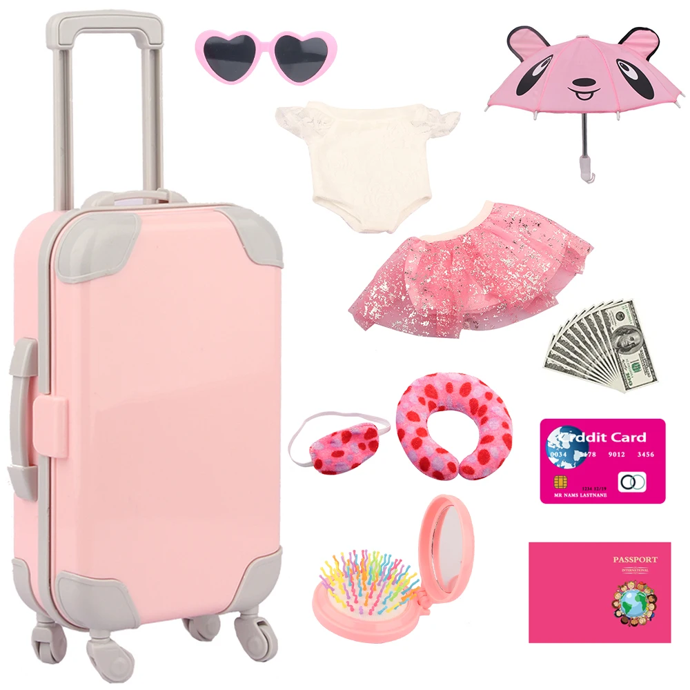 Newest arrival  Amazon  Hot Sell Doll Clothes Suitcase Accessories Toy Sets
