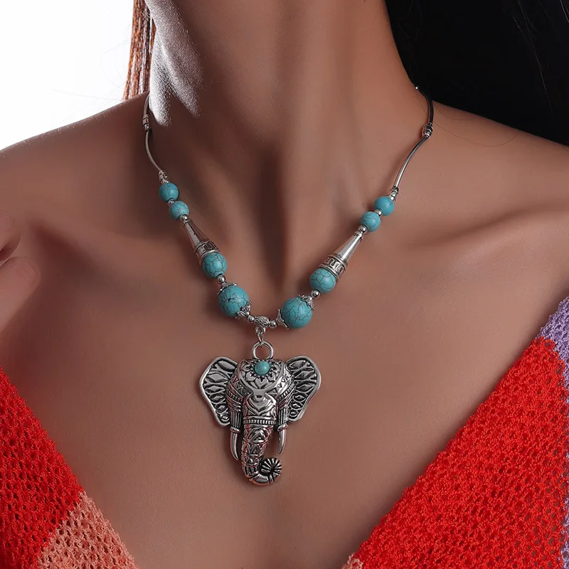vintage Navajo Aztec Bohemian Boho Jewelry Elephant Necklace