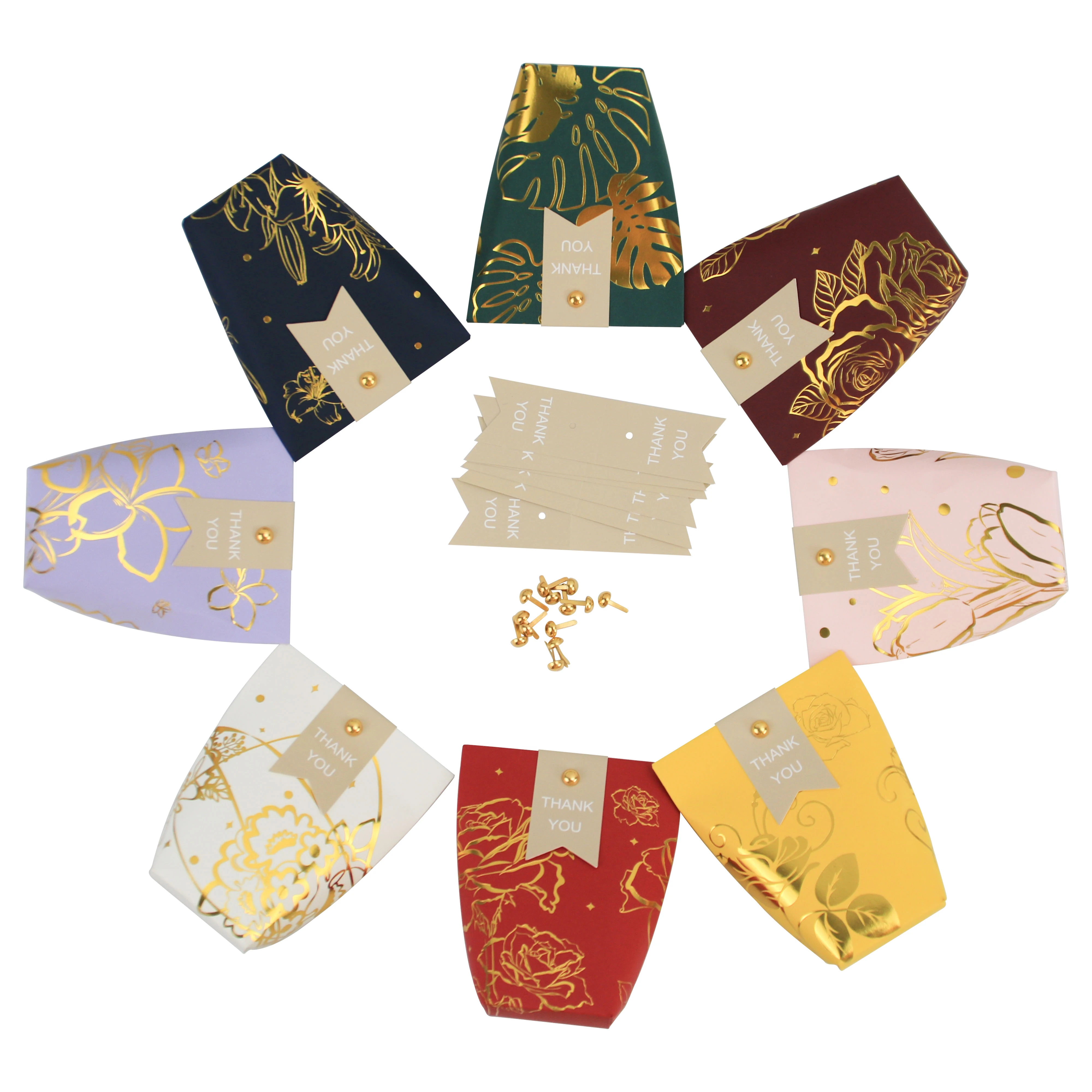 new design best selling 8 colors foil stamping luxury wedding party favors candy gift packaging flower paper box for guest