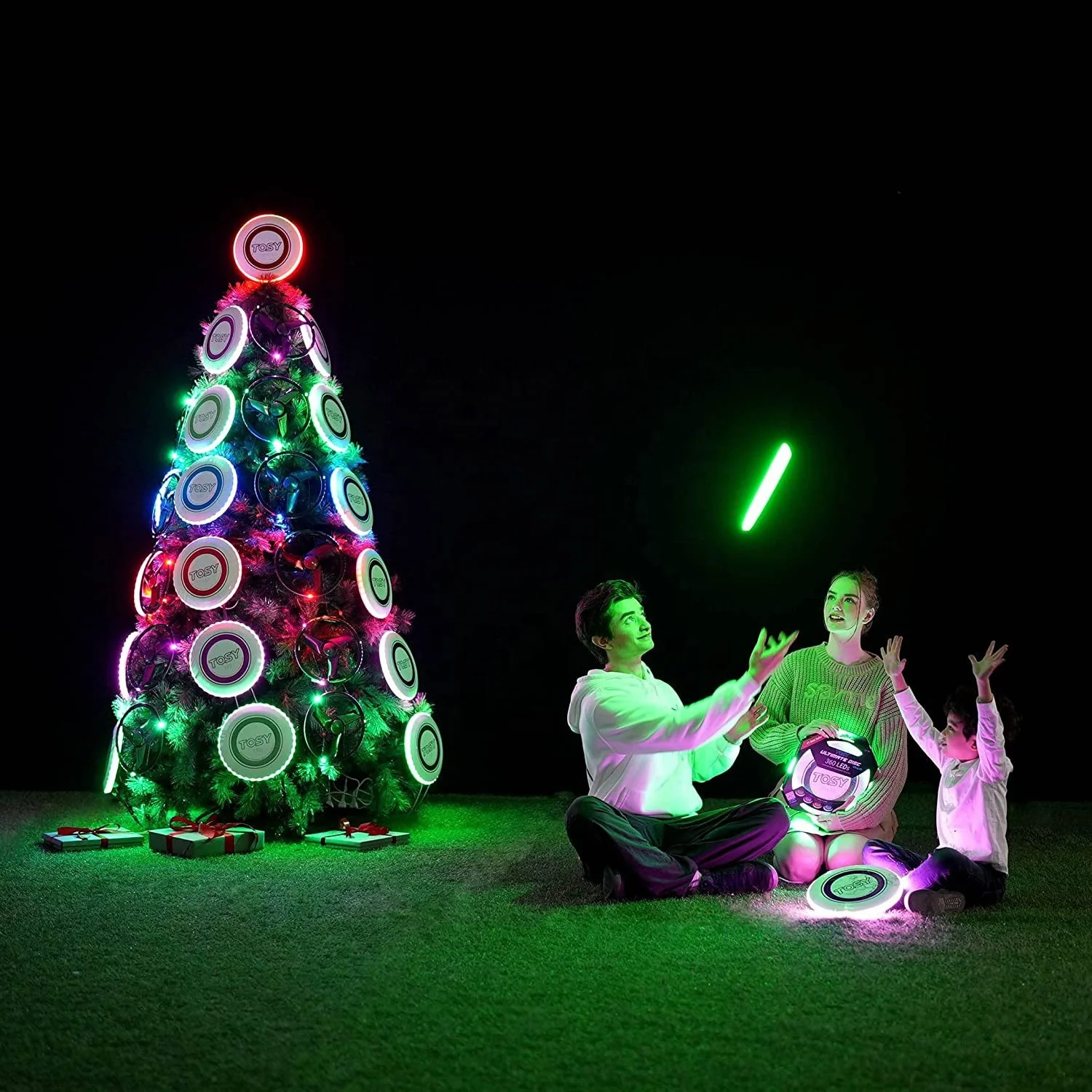 Flying Disc Custom LOGO  36 & 360 LED Flying Disc - Extremely Bright, Smart Auto Light Up, 175g  Adult Led Flying Disc