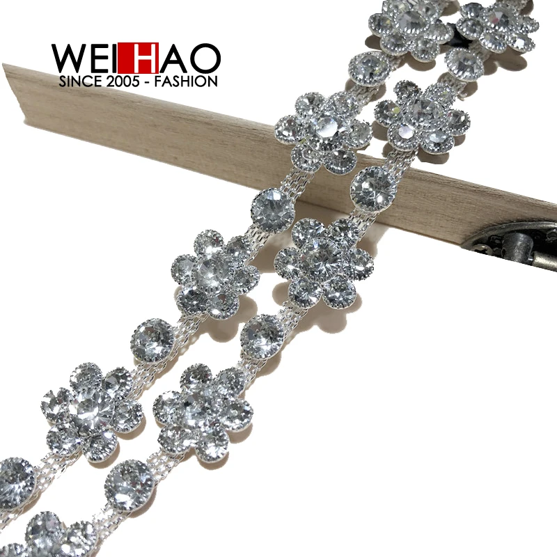 Flower Crystal Wedding Bbelt Trimmings for Dresses  Slipper Flip-flops Rhinestone Shoe Chain Ladies Sandal Shoe Accessories