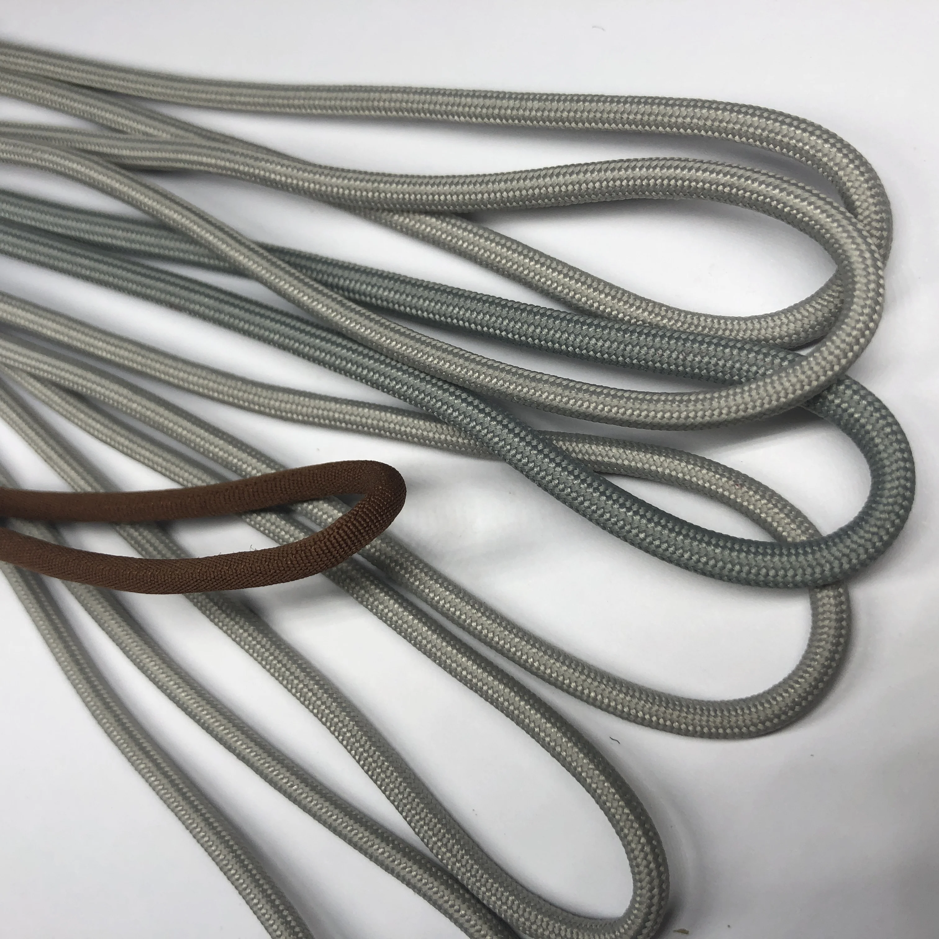 Custom gray high quality rope woven round short polyester nylon phone wrist lanyard for reading pen usb electronic toy device