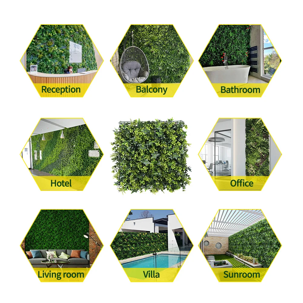 Artificial plants fake leaves colorful vertical green wall panel for church curtains backdrop decoration