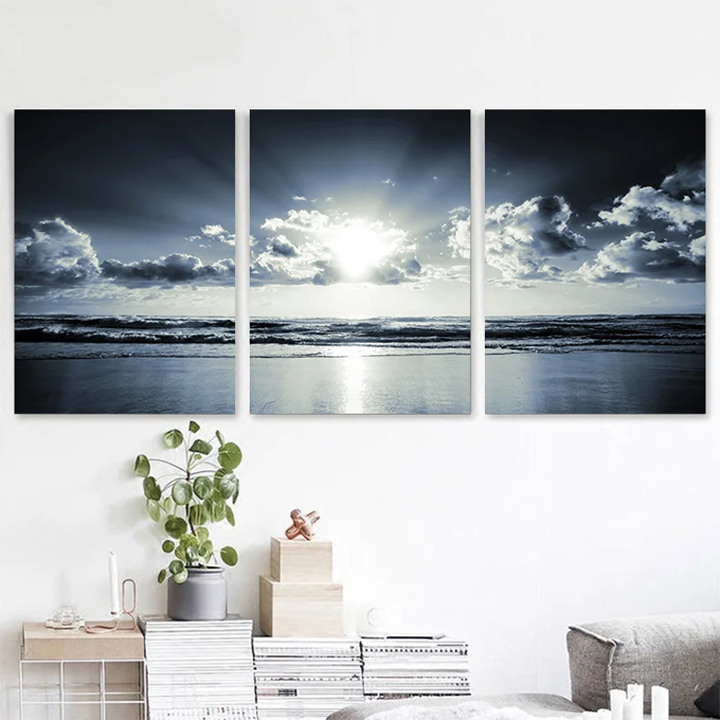 Beach scenery Art Custom Canvas Prints Abstract Decorative Wall Painting For Home Decor Hotel Custom Wall Art