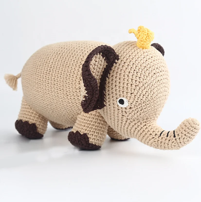 Heybabee Wholesales Best Birthday Gifts Elephant Animal Handmade Amigurumi Stuffed Toy Knit Crochet Doll for Kids
