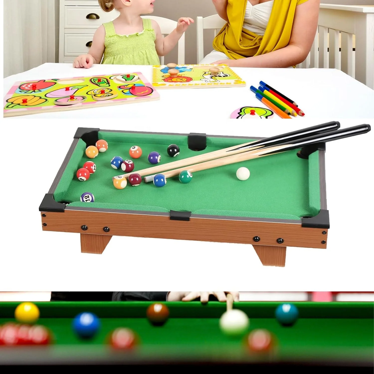 High Quality Indoor Mini Sports Table Desktop Mini Board Wooden Pool Game Set Including Billiards Pool Soccer