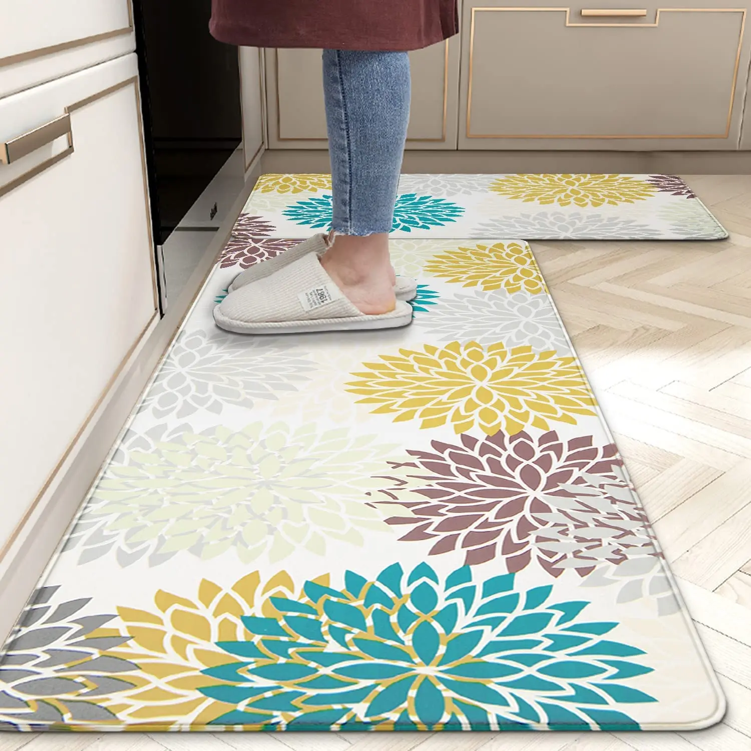 Waterproof indoor foot mat kitchen mat set of 2 anti fatigue comfort kitchen rug kitchen floor mats
