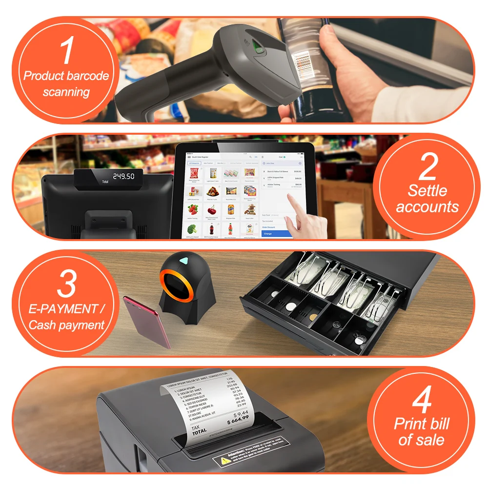 GTCODESTAR All In One Pos Cash Register Machine Pos Systems Terminal Caja Registradora Point Of Sale Caisse Enregistreuse