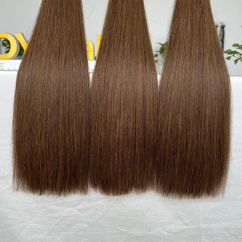 Tape in Raw Brazilian Hair Super Double Drawn Color #4 Chocolate Brown Bone Straight Extensions