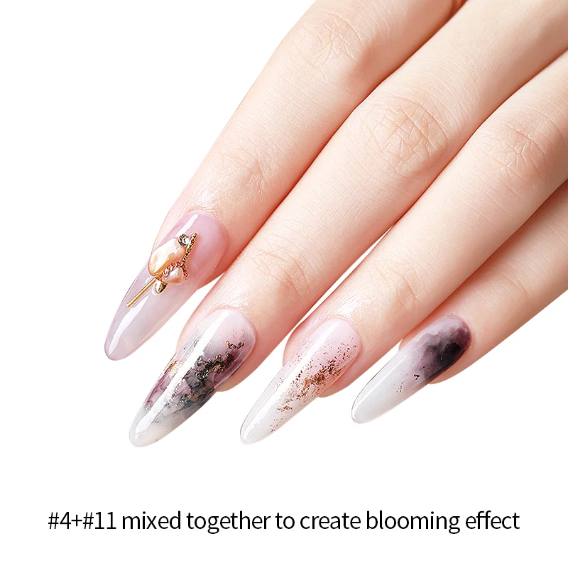 AS Most Popular UV 12 Colors Morandi Color Blooming Marble Ink Liquid High Quality Nail Gel Polish