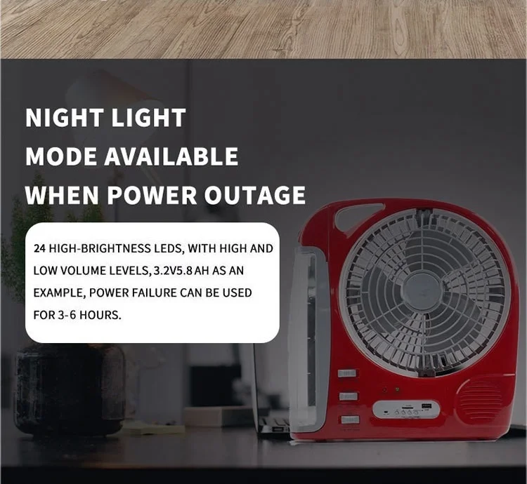 Multi-Media USB Charging Bluetooth Multi-Function Solar Panel Fan  8 Inch Rechargeable Solar Fan 3.2v 5800mA  Battery