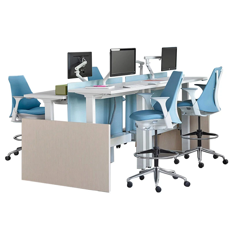 Adjustable Stand Up Desks Ergonomic Workstation Frame 2 Person Seats Electric Standing Sit to Stand Desk