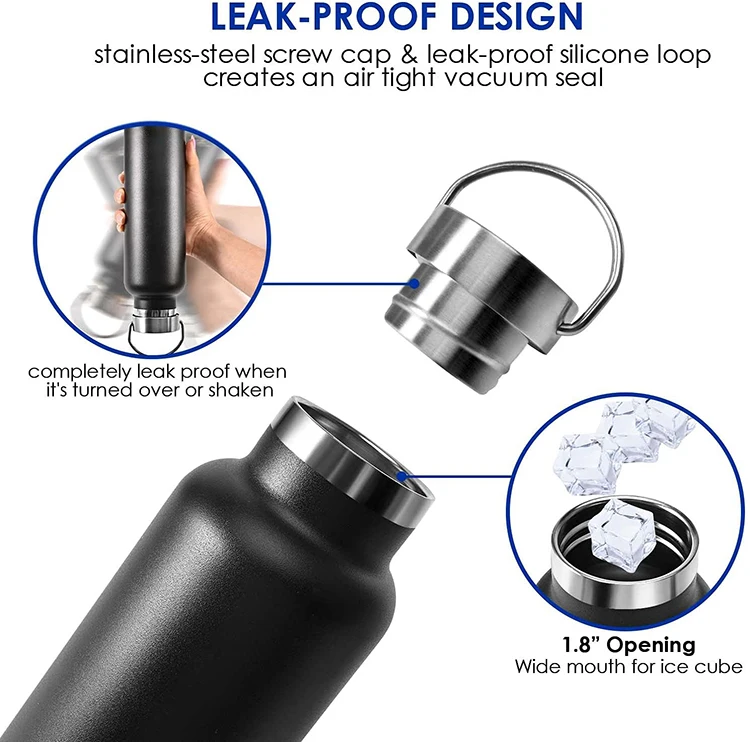 Custom Logo Vacuum Insulated Sport Metal Stainless Steel Water Bottle