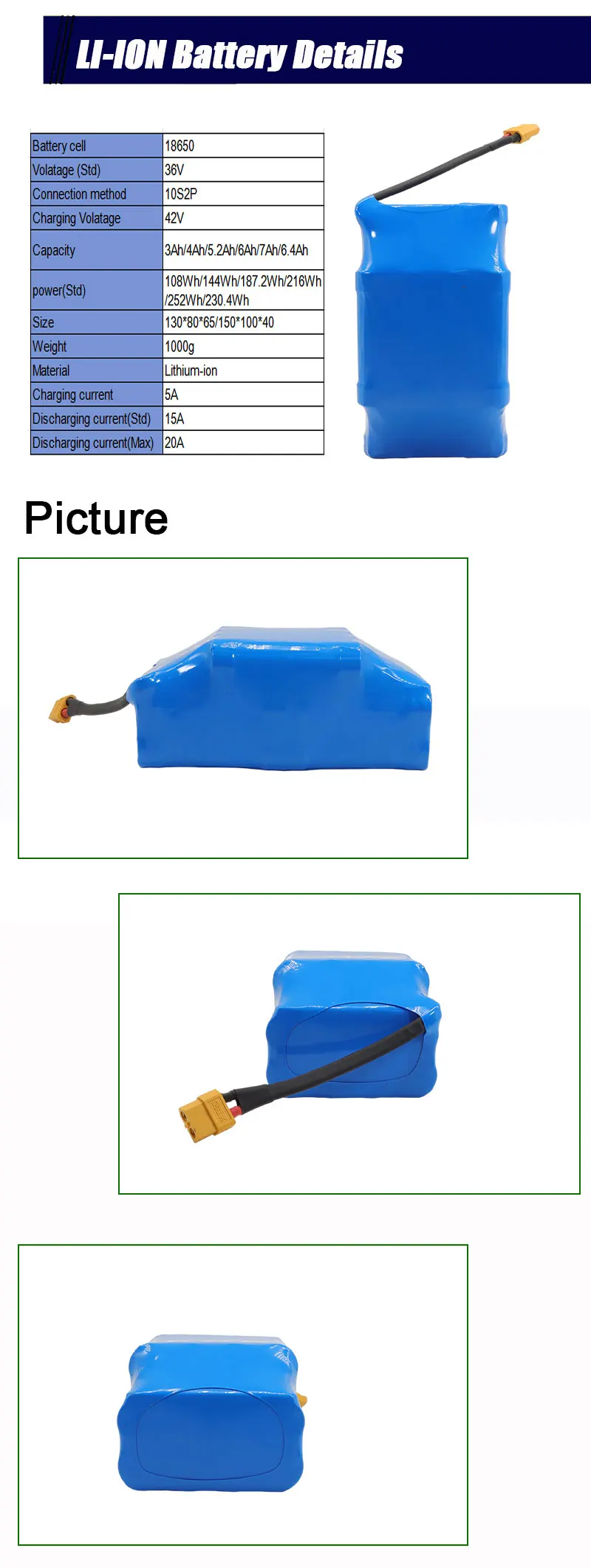 Replacement Battery Packs 36V Li ion 2Ah 18650 Lithium Battery Pack for Electric Hoverboard Batteries