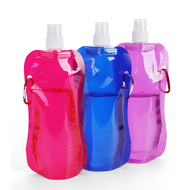 BPA-Free 500ml Collapsible Water Pouch Reusable Water Bag Portable Foldable Water Collection Bottle with Stock
