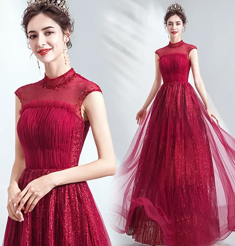 Блестящие бордовые вечерние платья Кружева