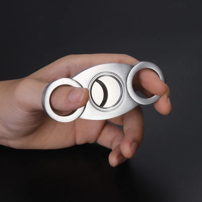 high quality stainless steel cigar cutter O shape double blade cigar cutter