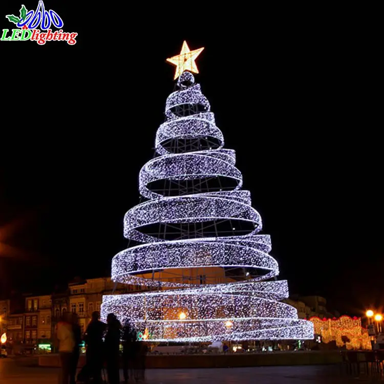 new lobby decorative waterproof material Blue spiral christmas tree