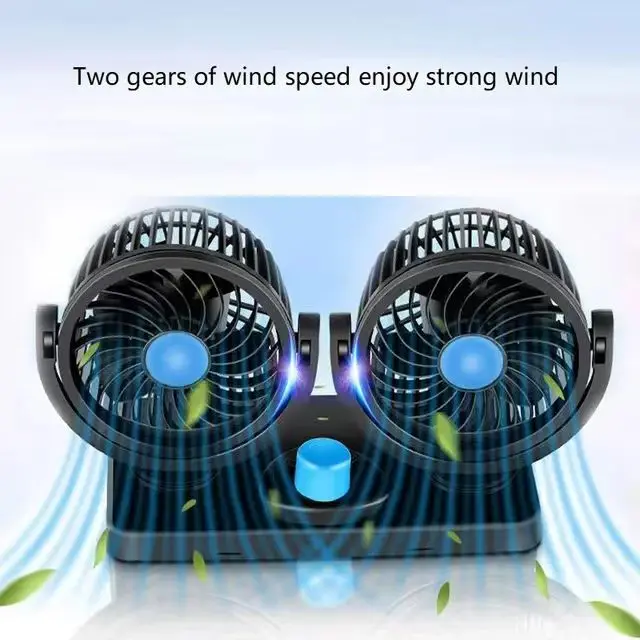 12V 24V 360 Degree Rotation Adjustable Strong Wind Car Air Fan 2-In-1 Air Circulator For Truck