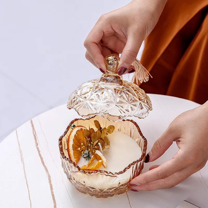 Luxury Manufacturer Candle Glass Cup Romantic Wedding Perfume Flower Gift Essential Oil Creative Gift Box Set