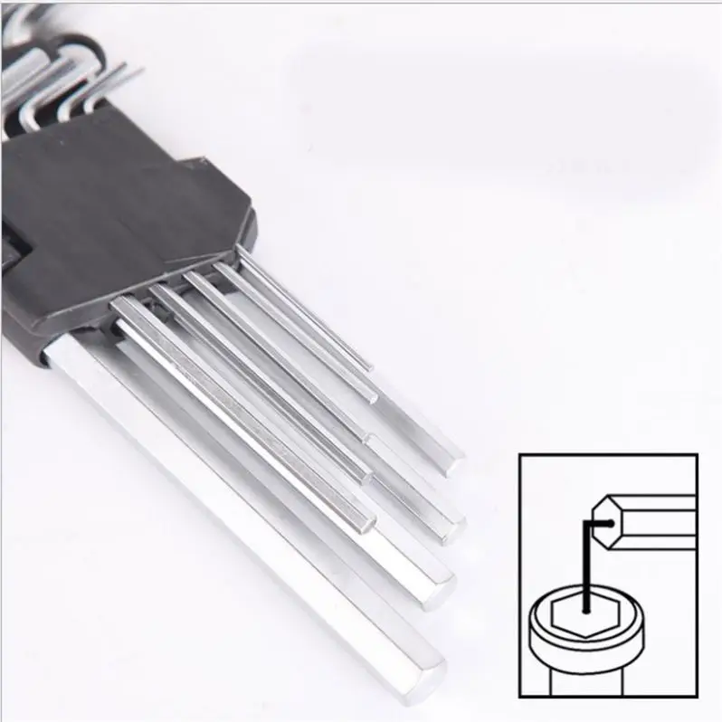 Wholesale 9 PCS Metric L Type Hex Key Set High Quality Allen Key Hex Wrench Hardware Tools G127-1