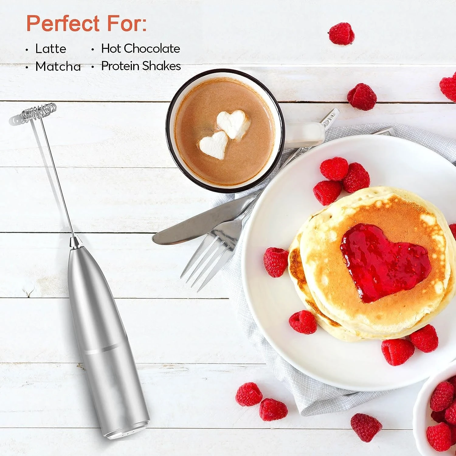 Powerful Milk Frother Handheld Foam Maker for Lattes Whisk Drink Mixer for Coffee Mini Foamer for Cappuccino Frappe Matcha