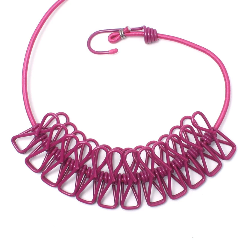 Portable Clothesline Retractable Stretchy Elastic Laundry Clothes Line with Clips for Backyard Vacation Hotel