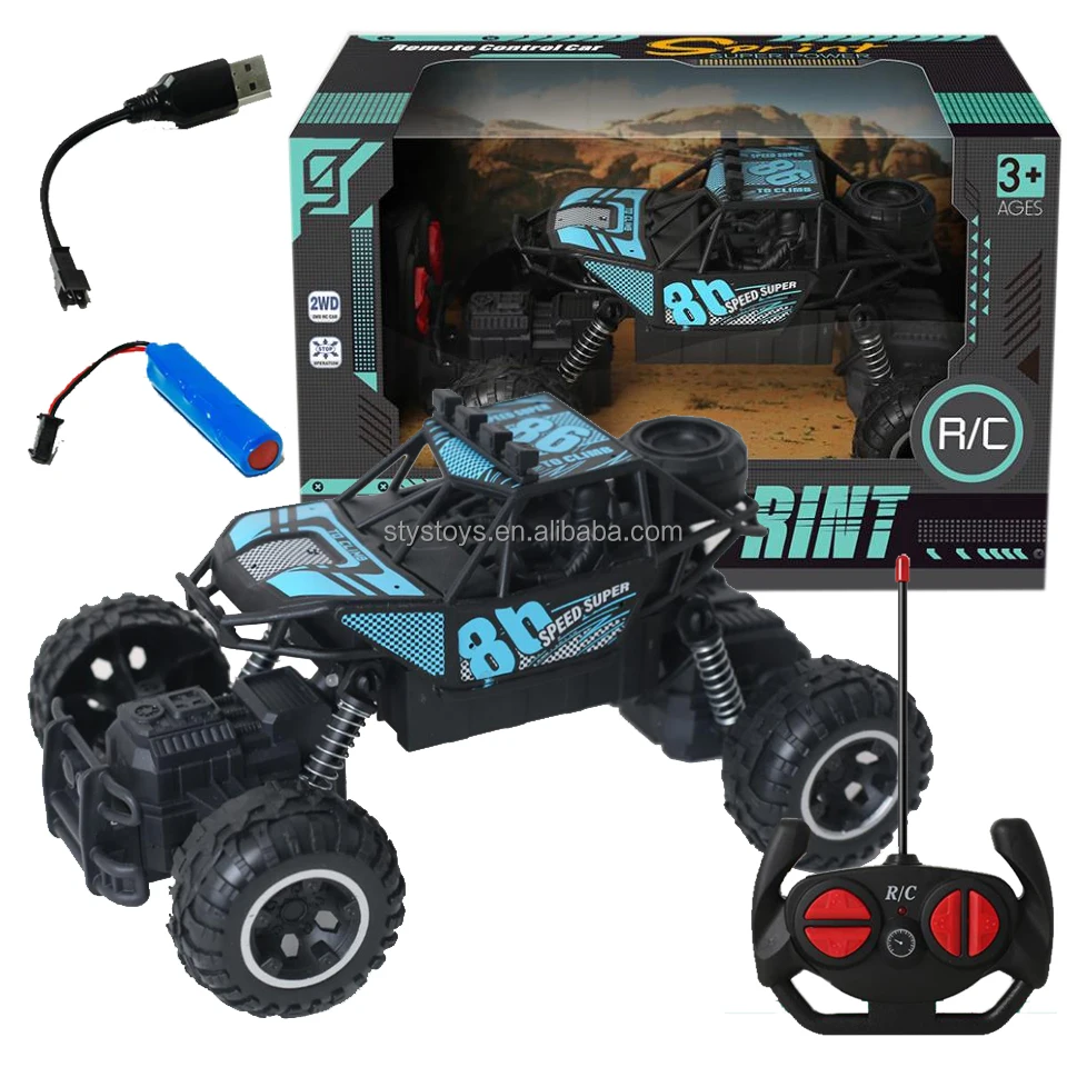 Rechargeable Electric Toy Rock Crawler 2.4Ghz Remote Control Car 4WD Off Road RC Monster Truck With Battery