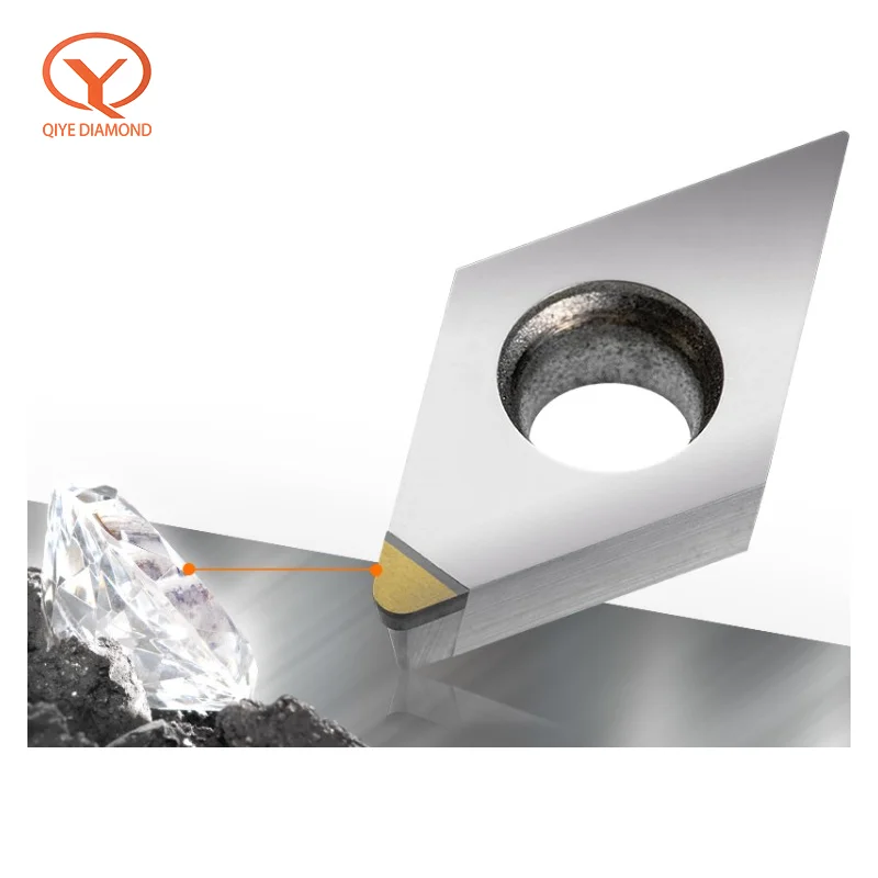 Qiye High gloss Monocrystalline diamond MCD inserts for aluminum copper plastic