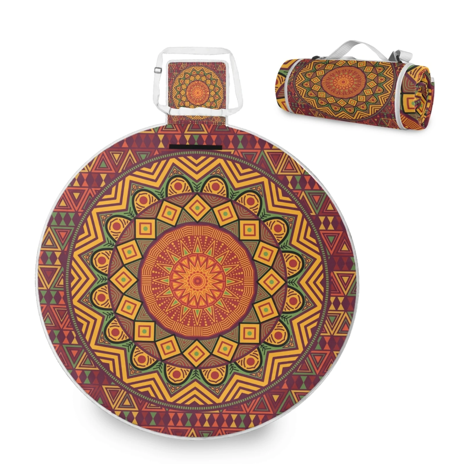 Wholesales Custom Bohemian Mandala Print Foldable Bottom Waterproof Camping Mat Picnic Blanket