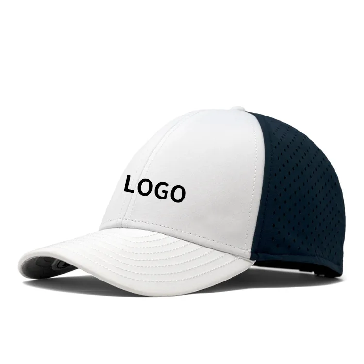 Custom Brim Women Men 6 Panel embroidery Sport Hydro Waterproof Hat Laser Cut Perforated snapback gorras Baseball Cap