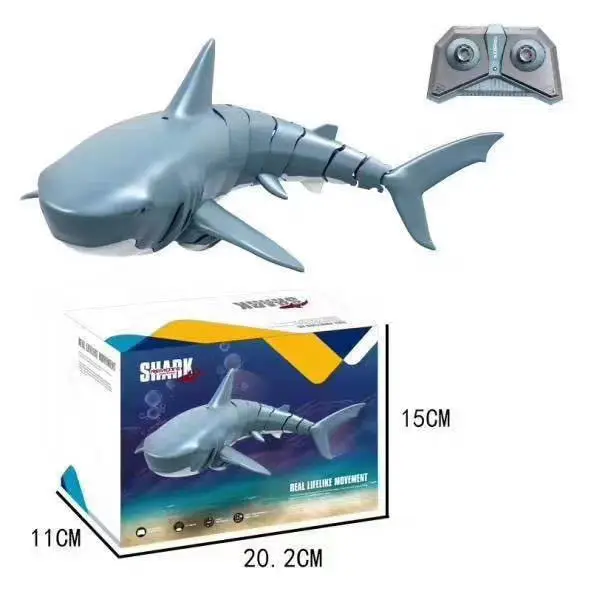 AiJH 2.4G Remote Control Shark Toy Swimming Pool Bathroom RC Boat 1/18 Rechargeable RC Shark Toys Great Gift