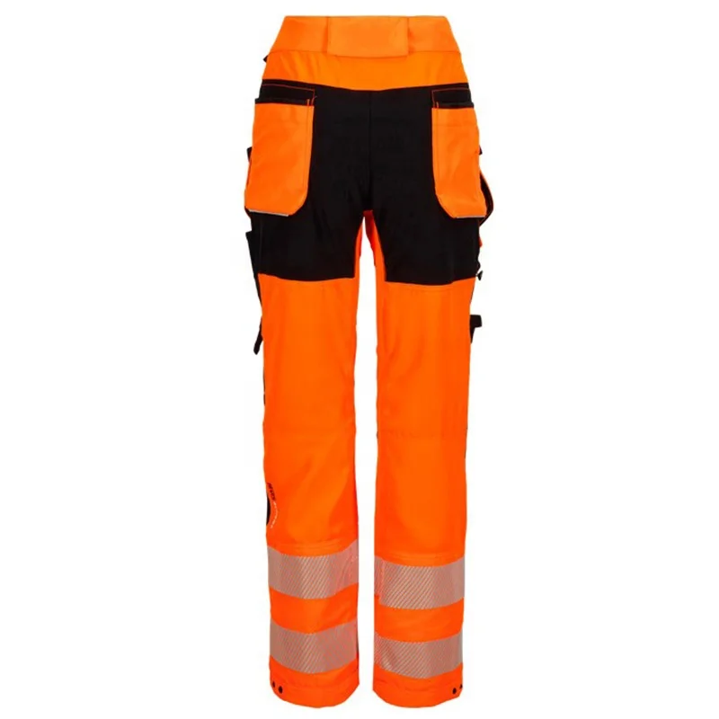 Hi-Vis Stretch Trousers for Women Airport Safety Work Pants with Segmented Reflective Tape