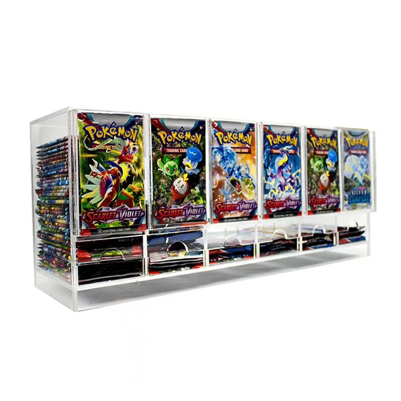 Collect Cards Pack Display Holder 3 slot 6 Slot Acrylic Trading Card Game Booster 6 slot acrylic card pack dispenser