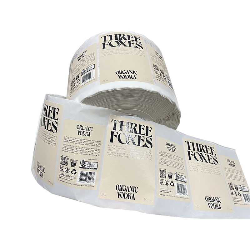 Customized Self-Adhesive Metal Logo Sticker Clear Gold Foil Recyclable Paper Transparent Logo Label Wine Label Print