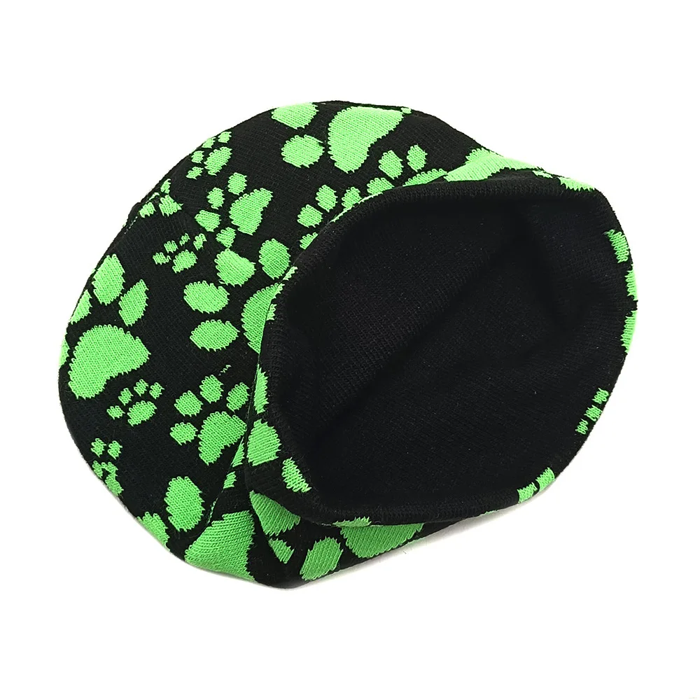 Winter Warm Printed Beanies Dog Paws Beanie for Women Men Outdoor Skullies Paws Knitted Beanie Hat