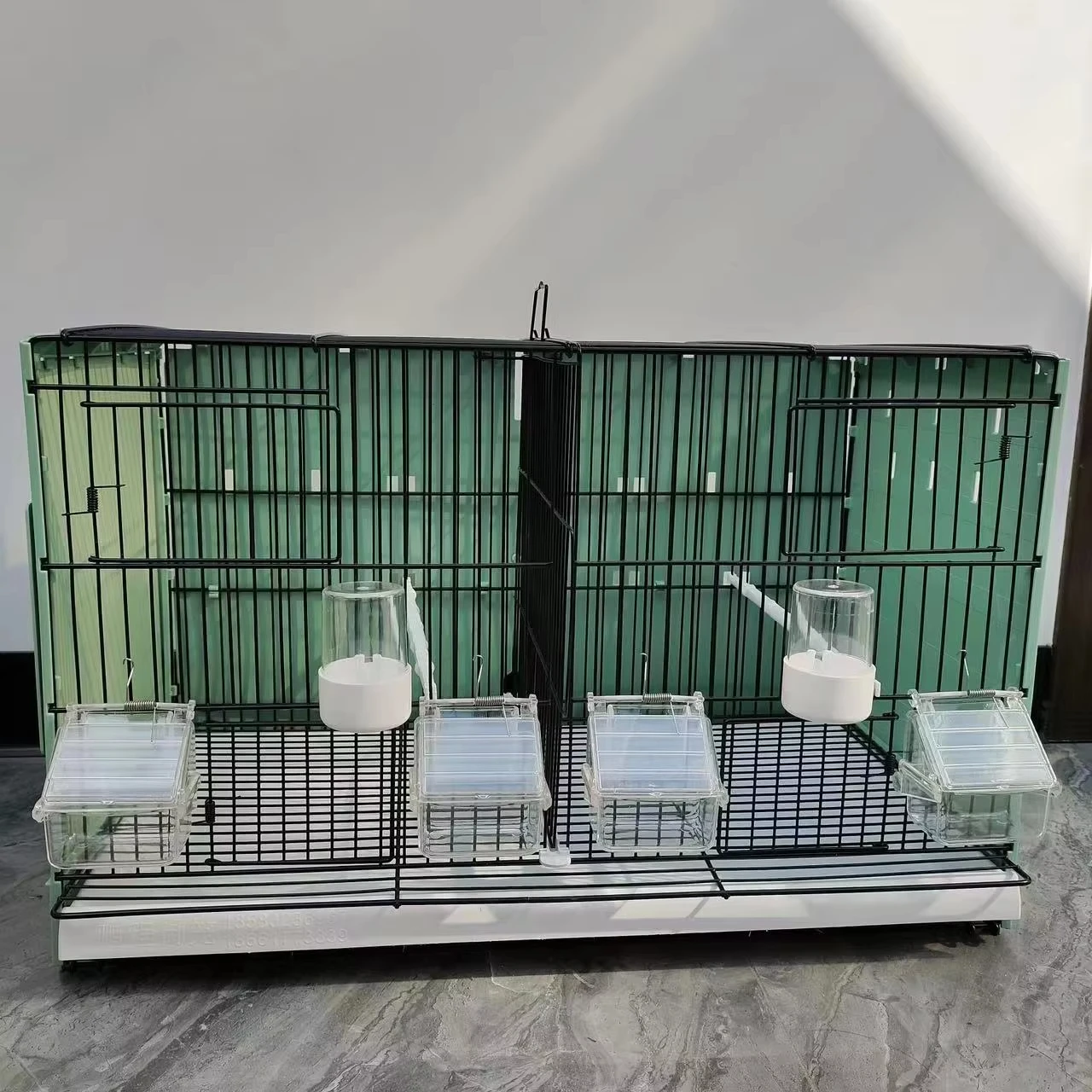 Wholesale Stackable and Collapsible White Wire Canary Breeding Cages Luxury Love Bird Cage Carton Package DOT Sustainable