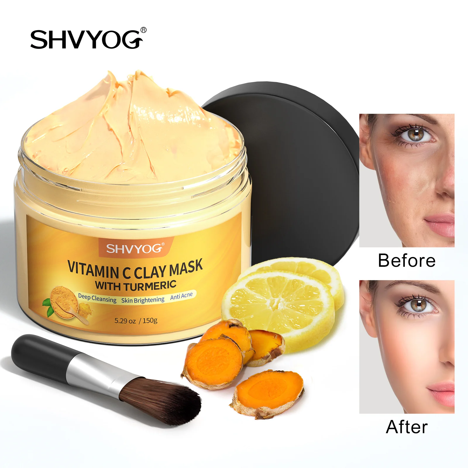 Wholesale Custom Private Label Whitening Remove Wrinkles Vitamin C Turmeric Clay Mask Customized MUD Travel Size Package Female