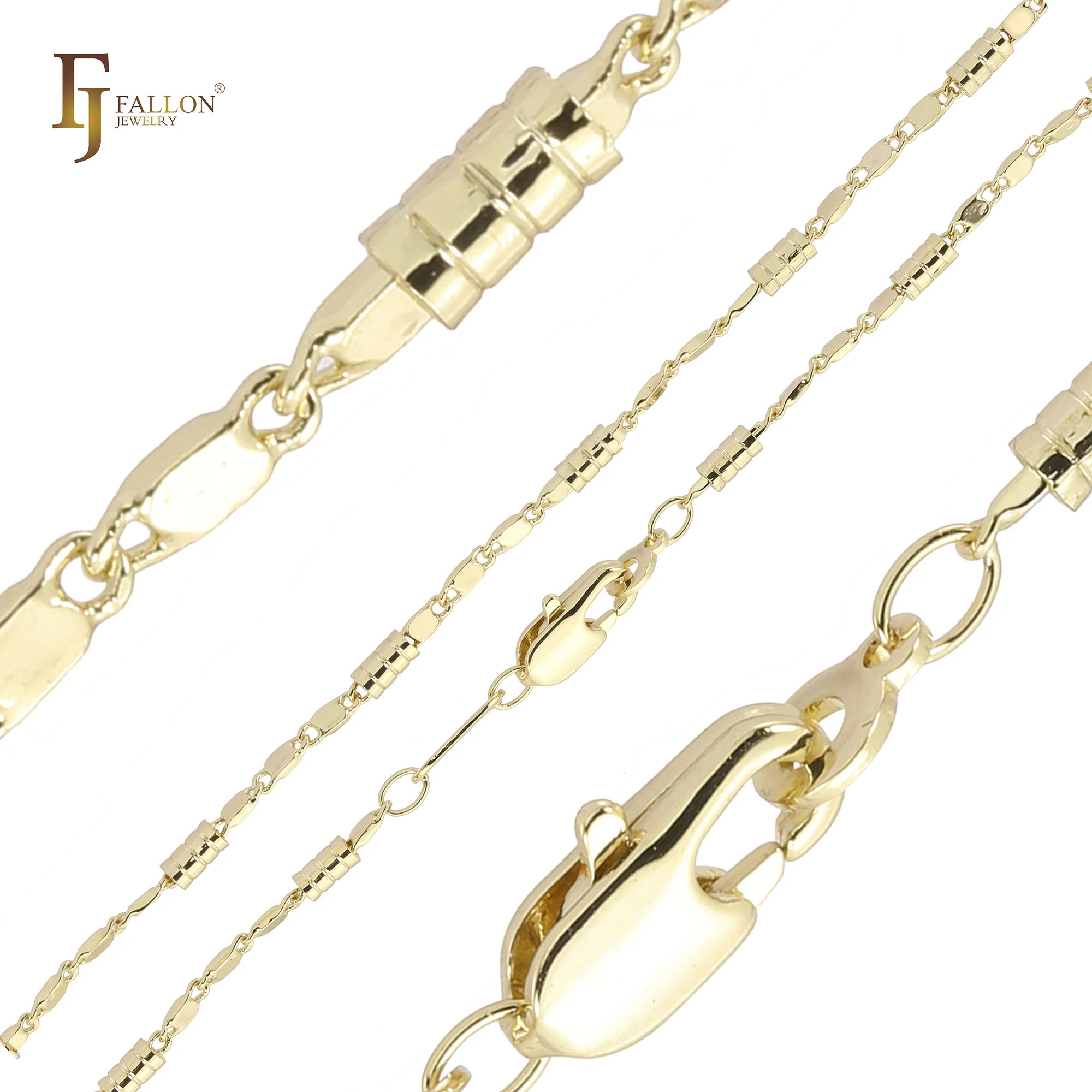 54100343 FJ Fallon модные ювелирные изделия однотонные смешанные 3 слэши цепочки покрытые золотом 14 карат на основе латуни