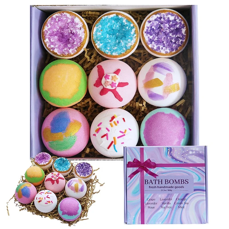 Оптовая продажа, товары для ванны, подарочный набор «сделай сам», рождественские органические Бомбочки для ванны из натуральных пузырей