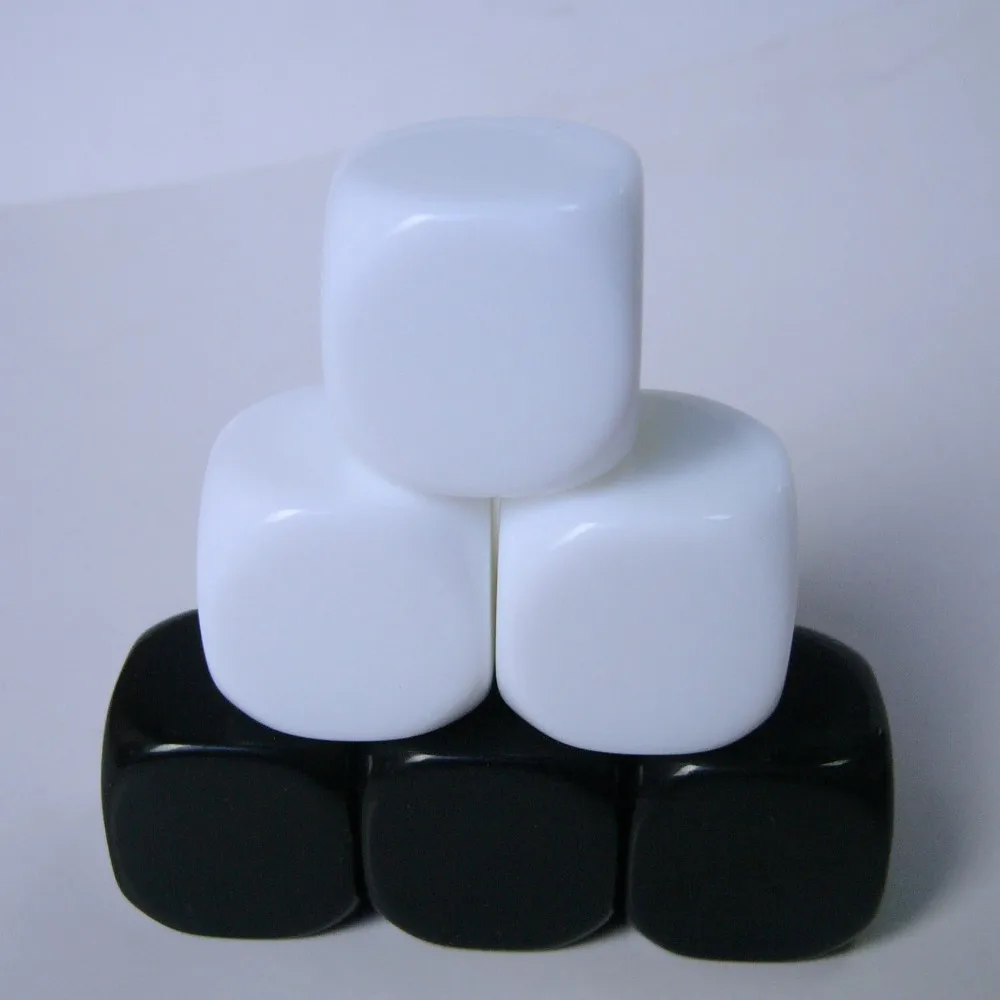 20mm D6 solid white die acrylic rounded corner blank dice six different custom sides printed images