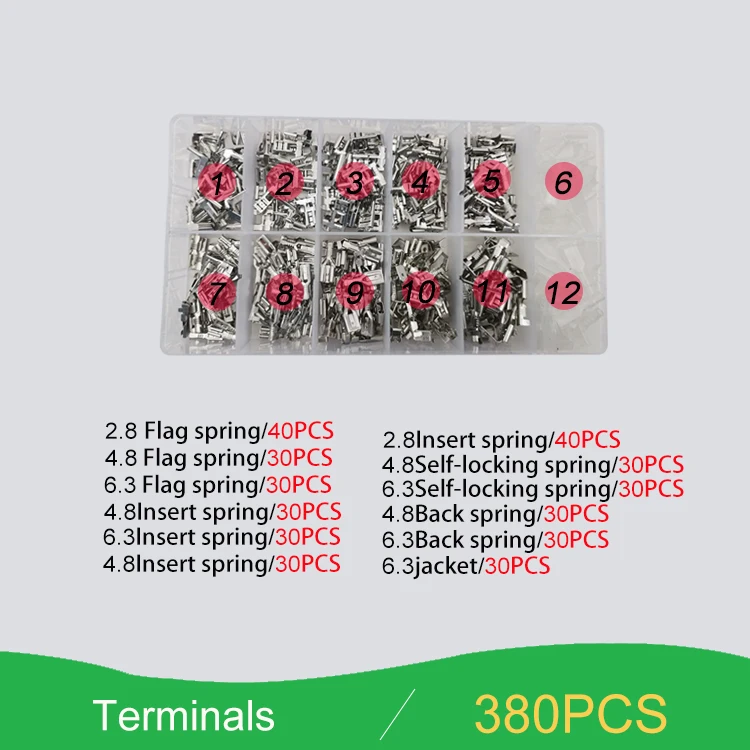  Серебряный 380pcs электрическая штемпелюя кабель провод набор обжимных клемм для 2 8/4 8/6