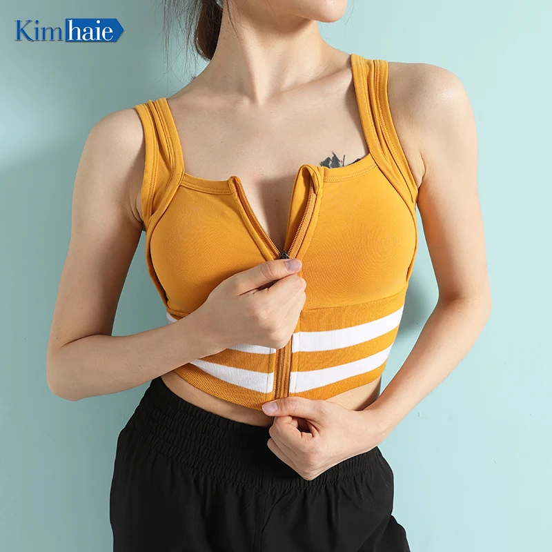 
Breathable Women Yoga Bra Soft Fashion Comfortable Fitness Front Zipper Sports Bra 