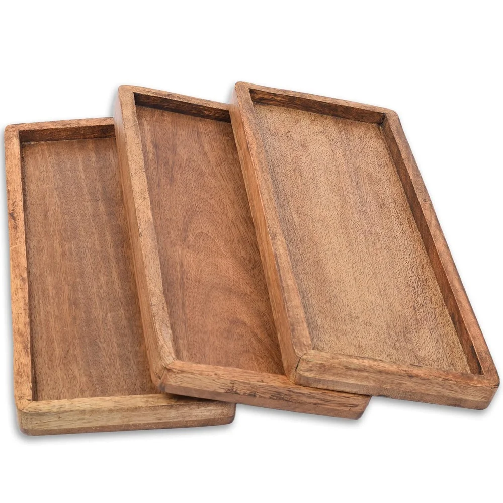 Wholesale acacia wood coffee table breakfast tray sushi food wood tray custom wooden serving tray platter