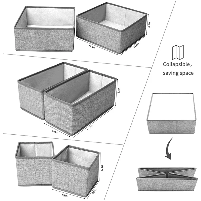 Best Selling 6 Set Foldable Closet Dividers Drawer Storage Organizer Bra And Underwear Box