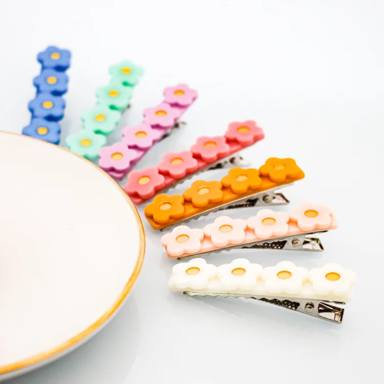 34 colors hair accessories wholesale methode jewelry Korean version candy acrylic flower hair pin clips for girls